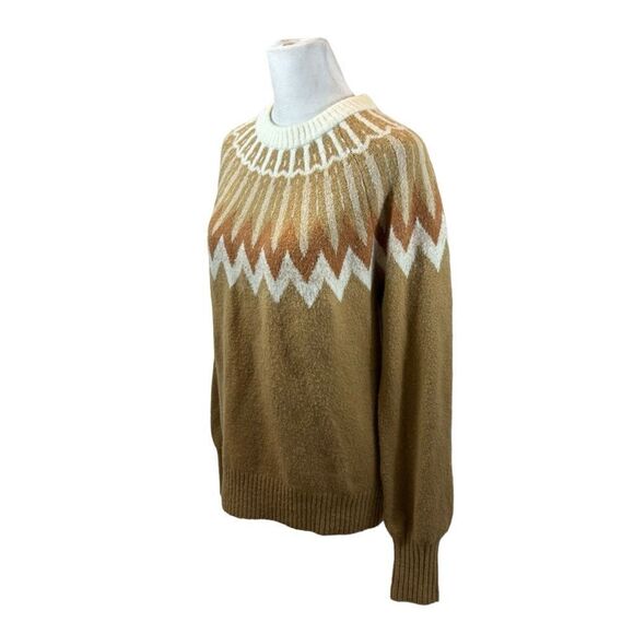 Ladies French‎ Connection Essentials Fair Isle Camel Colored Sweater Size Small - Picture 4 of 9